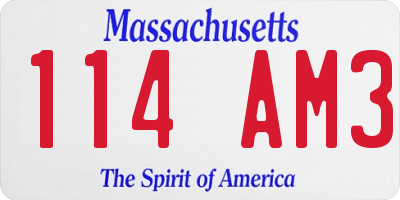 MA license plate 114AM3