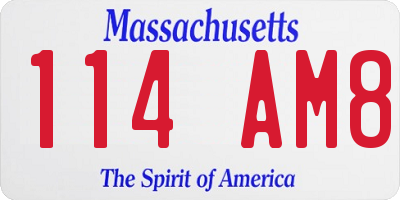 MA license plate 114AM8