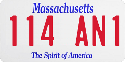 MA license plate 114AN1