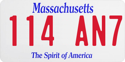 MA license plate 114AN7