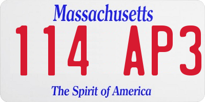 MA license plate 114AP3
