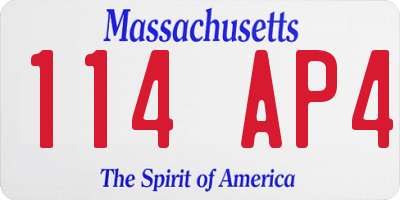 MA license plate 114AP4