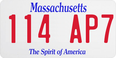 MA license plate 114AP7