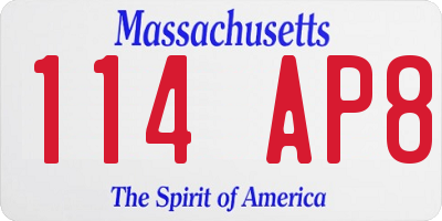 MA license plate 114AP8