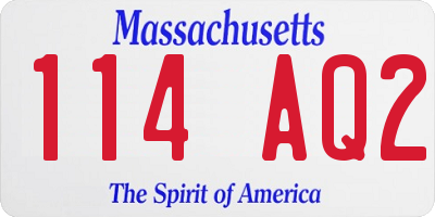 MA license plate 114AQ2