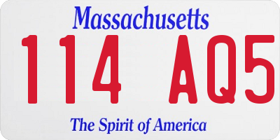 MA license plate 114AQ5