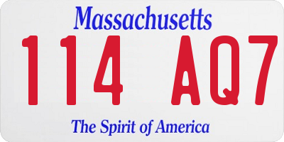 MA license plate 114AQ7