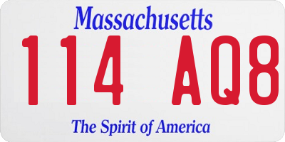 MA license plate 114AQ8