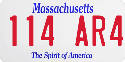 MA license plate 114AR4