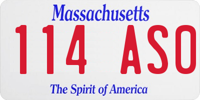 MA license plate 114AS0