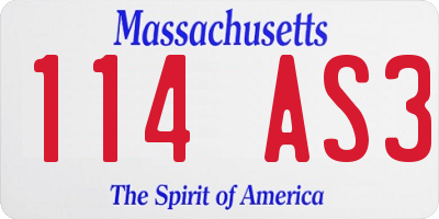 MA license plate 114AS3