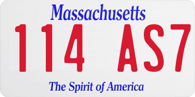 MA license plate 114AS7