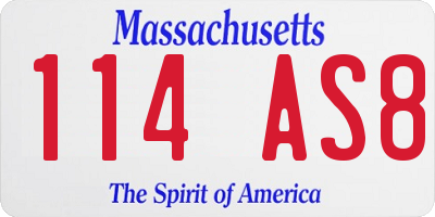 MA license plate 114AS8