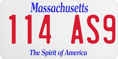 MA license plate 114AS9