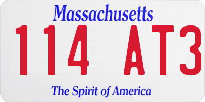 MA license plate 114AT3
