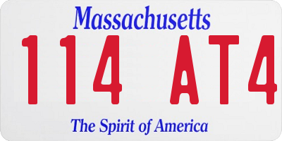 MA license plate 114AT4