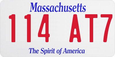 MA license plate 114AT7