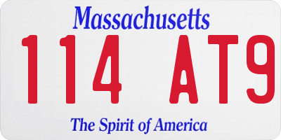 MA license plate 114AT9