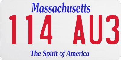 MA license plate 114AU3