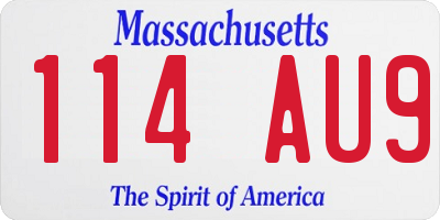 MA license plate 114AU9