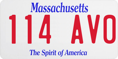 MA license plate 114AV0