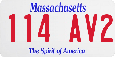 MA license plate 114AV2