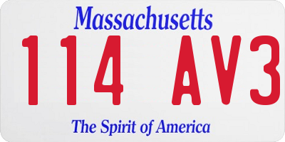 MA license plate 114AV3