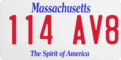 MA license plate 114AV8
