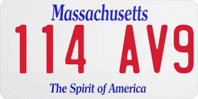MA license plate 114AV9