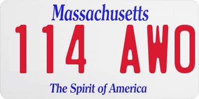 MA license plate 114AW0