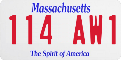 MA license plate 114AW1