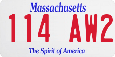 MA license plate 114AW2