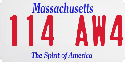 MA license plate 114AW4