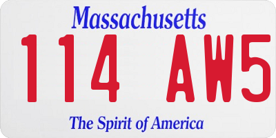 MA license plate 114AW5