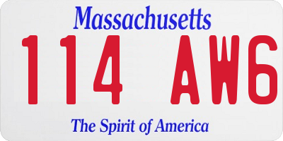 MA license plate 114AW6