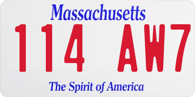 MA license plate 114AW7