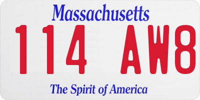 MA license plate 114AW8