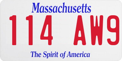 MA license plate 114AW9