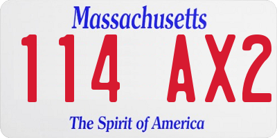 MA license plate 114AX2