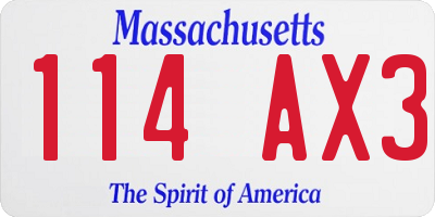 MA license plate 114AX3