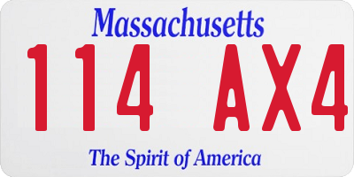 MA license plate 114AX4