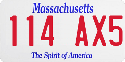 MA license plate 114AX5