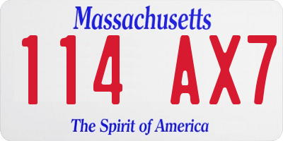 MA license plate 114AX7