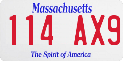 MA license plate 114AX9