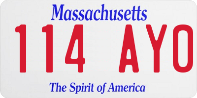 MA license plate 114AY0