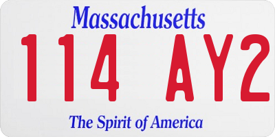 MA license plate 114AY2