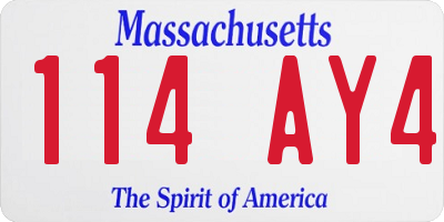 MA license plate 114AY4