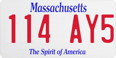 MA license plate 114AY5