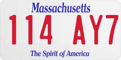 MA license plate 114AY7