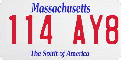 MA license plate 114AY8